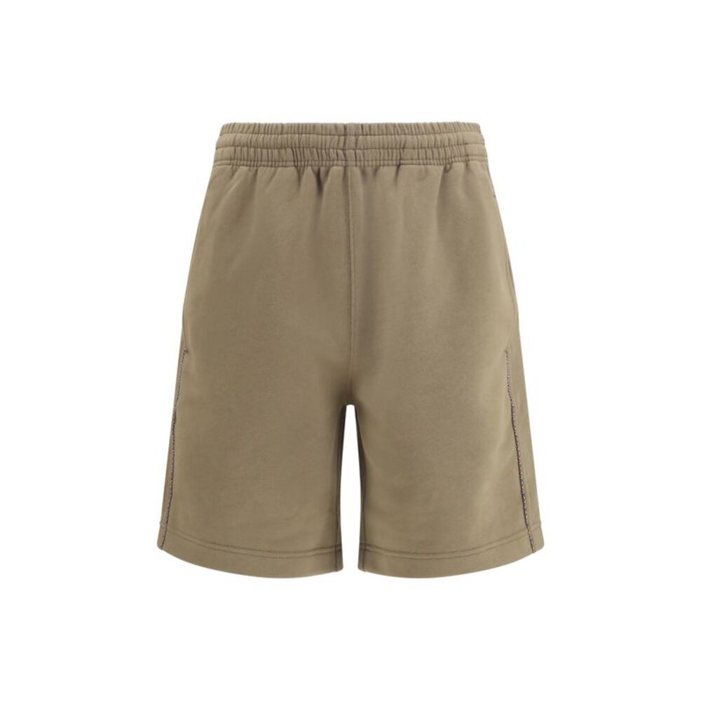 Burberry Men Cotton Shorts With Check Trims